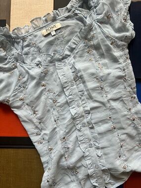 Vintage Blue Floral Blouse